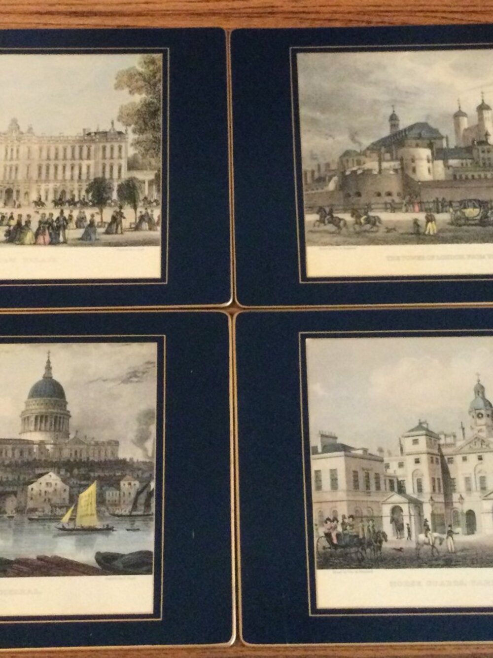 Vintage Lady Clare London Placemat Set of 4 Hard Board Felt Back